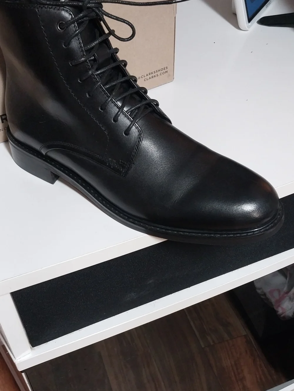 Men's Black Leather Lace-Up Zip Ankle Boots